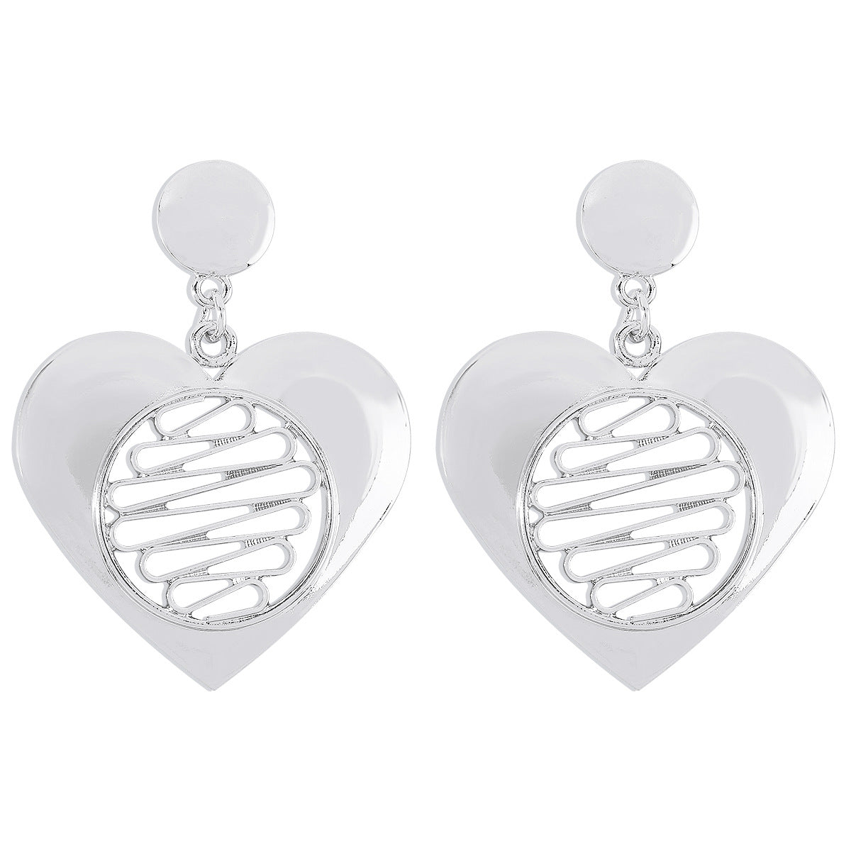 Wholesale Hollow Heart Exaggerated Metal Pendant Necklace